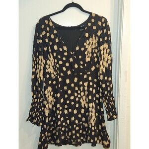 French Connect Dress Size 10 "Geriel Drape Dress" Side Zipper Blouson Sleeves‎